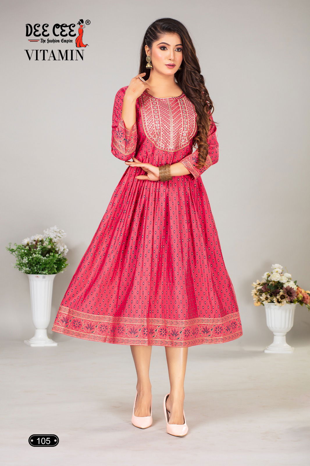 Vitamin By Dee Cee Chanderi Anarkali Kurtis Wholesale Shop In Surat
